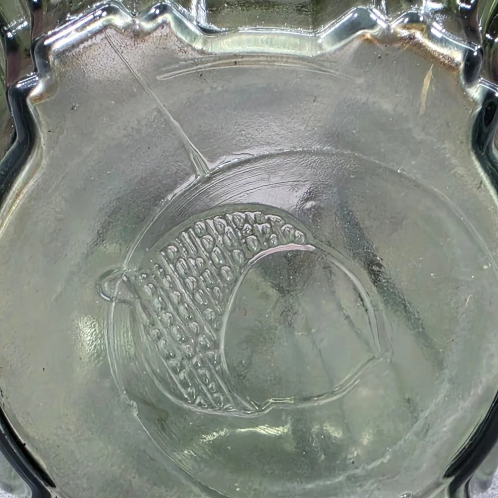 Glass Bud Vase‎ Green Excellent Ribbed Scalloped Vintage